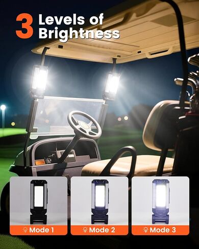 Golf Cart Lights with Magnetic Charging & 360° Rotation - LED Dome Light Accessories Featuring Hook/Carabiner, 7 Modes, Power Bank - for Camping, Hunting in Saudi Arabia