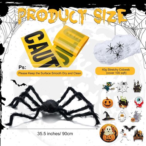 19 Pcs Halloween Golf Cart Decoration Kit, Halloween Car Decor for Parade Fake Spider Web, Large Fake Spider Caution Tape and Stickers for Car UTV ATV Trunk or Treat Outdoor Parade Decor in Saudi Arabia