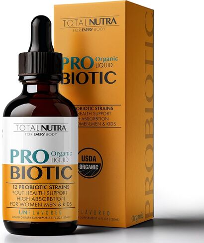 Probiotic السائل العضوي لوزارة الزراعة الأمريكية للأطفال والنساء والرجال ، قطرات بروبيوتيك طفل مع مزيج البرسيم البرسيم ، خالية in Kuwait