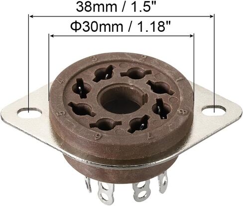 MECCANIXITY 8 Pins PCB Tube Socket Ceramics, Vacuum Tube Protect Tube Pin Socket, Brown Plated Suitable for 12AX7, 12AU7 Tube Pack of 5, 30mm, GZS8-F2 in Saudi Arabia