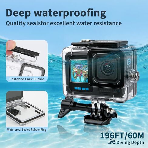 Aluminum Alloy Waterproof Diving Housing for DJI Osmo Action 3/4/5 Pro - 263FT/80M Underwater Case with Mount, Protective Dive Case Shell Compatible for Osmo Action 5 Pro Action 4 Action 3 in Kuwait