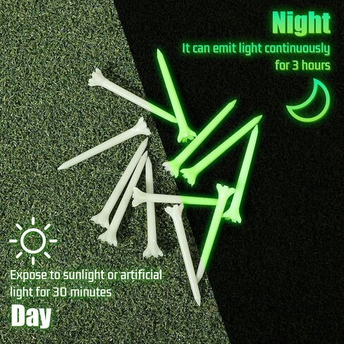 12 Pcs Glow in The Dark Golf Tees, Fluorescent Green Light Up Golf-Tees, Professional Plastic Golf-Tee for Night, Indoor Outdoor Training, Reduce Side Spin Friction in Saudi Arabia