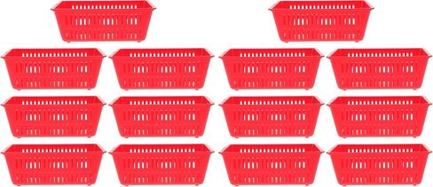 Toyvian 7pcs Plastic Coin Storage Baskets Small Organizer Bins Decorative Desktop Basket Sundries Organizer Shelves Baskets for Kitchen, Bathrooms, Office, Random Color(Red or Yellow) in Kuwait