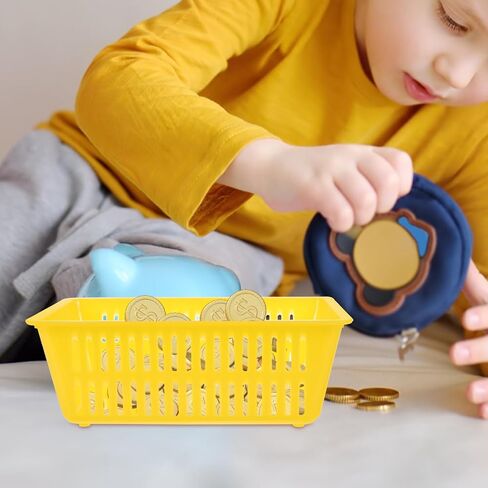 Toyvian 7pcs Plastic Coin Storage Baskets Small Organizer Bins Decorative Desktop Basket Sundries Organizer Shelves Baskets for Kitchen, Bathrooms, Office, Random Color(Red or Yellow) in Kuwait