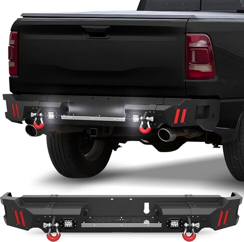 مصدات الأمامية والخلفية تناسب RAM 1500 2013-2018 (Express Rebel) و RAM 1500 2019-2024 كلاسيكي ، مصد أمامي كامل العرض والكومبو الخلفي لدودج رام 1500 ، مع صفيحة W/Winch ، حلقات D ، مصابيح LED ، مصابيح LED in Kuwait