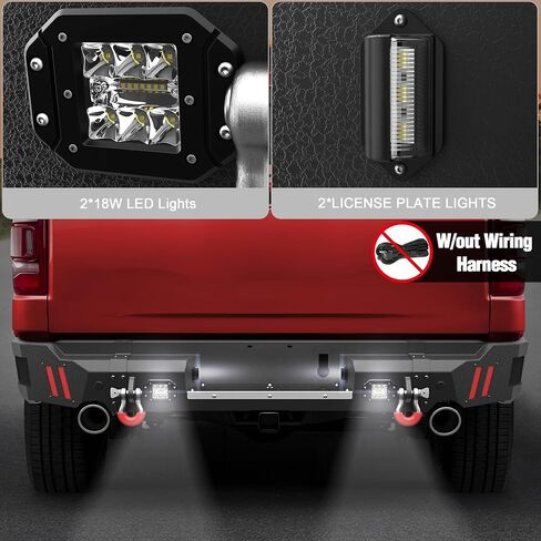 مصدات الأمامية والخلفية تناسب RAM 1500 2013-2018 (Express Rebel) و RAM 1500 2019-2024 كلاسيكي ، مصد أمامي كامل العرض والكومبو الخلفي لدودج رام 1500 ، مع صفيحة W/Winch ، حلقات D ، مصابيح LED ، مصابيح LED in Kuwait