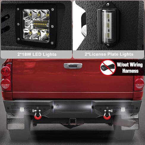 مصدات الأمامية والخلفية تناسب RAM 1500 2013-2018 (Express Rebel) و RAM 1500 2019-2024 كلاسيكي ، مصد أمامي كامل العرض والكومبو الخلفي لدودج رام 1500 ، مع صفيحة W/Winch ، حلقات D ، مصابيح LED ، مصابيح LED in Kuwait