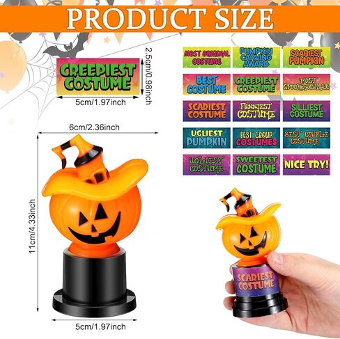 Tondiamo 15 Set Halloween Pumpkin Trophy with Sticker 4.5 Inches Jack O Lantern Costume Trophy Pumpkin Decorating Awards Halloween Award for Home Decoration Trunk or Treat Party Supply in Saudi Arabia