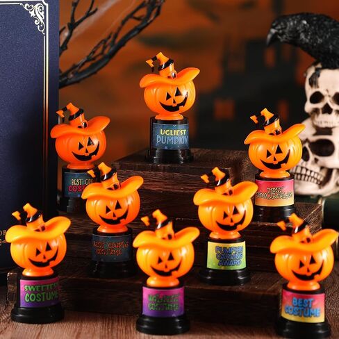 Tondiamo 15 Set Halloween Pumpkin Trophy with Sticker 4.5 Inches Jack O Lantern Costume Trophy Pumpkin Decorating Awards Halloween Award for Home Decoration Trunk or Treat Party Supply in Saudi Arabia