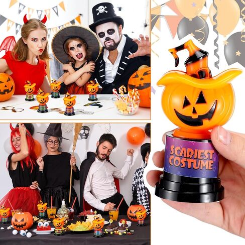 Tondiamo 15 Set Halloween Pumpkin Trophy with Sticker 4.5 Inches Jack O Lantern Costume Trophy Pumpkin Decorating Awards Halloween Award for Home Decoration Trunk or Treat Party Supply in Saudi Arabia