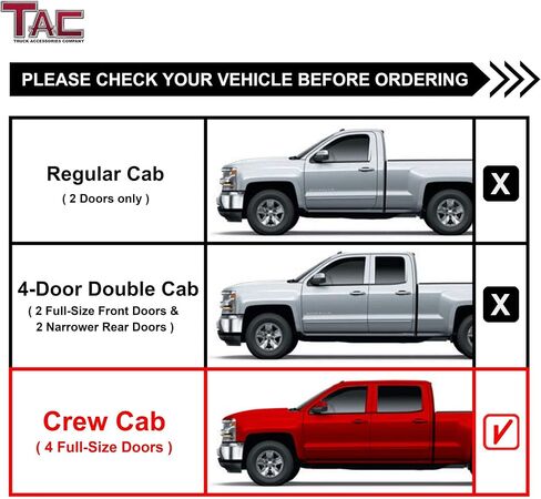 خطوات جانبية TAC تدير ألواح تشيفي سيلفرادو/GMC Sierra 2001-2018 1500 و 2001-2019 in Saudi Arabia