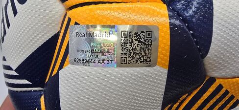 كرة قدم ريال مدريد مرخصة رسميًا من Icon Sports، مقاس 5 - أبيض مع برتقالي in Saudi Arabia
