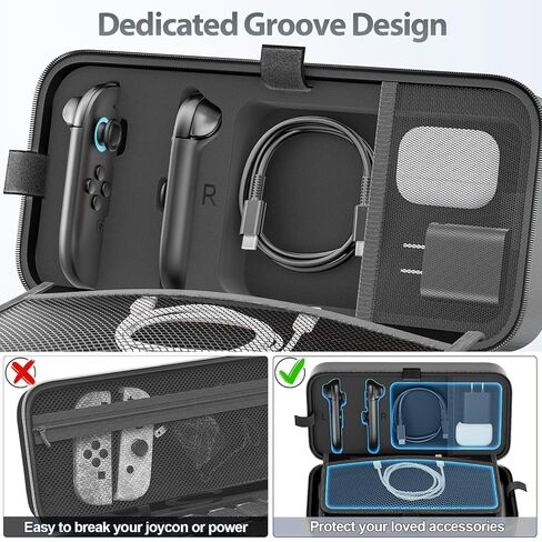 Switch 2 Case for Joycon 2 & Charger, Hard Shell Carrying Case for Nintendo Switch 2 (2025), Protective Portable Travel Bag Pouch with 28 Game Slots for Nintendo Switch Interactive Gaming Figures in Kuwait