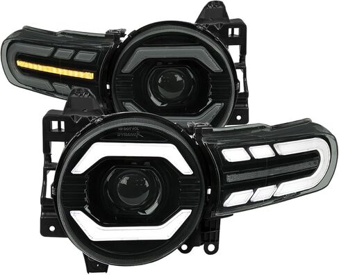 المواصفات المصابيح الأمامية للمواصفات ذات الإسقاط الأسود مع إشارات الدوران المتسلسل والرسوم المتحركة بدء التشغيل متوافقة مع 2007-2014 Toyota FJ Cruiser ، مجموعة الأيسر + زوج الأيمن. in Kuwait