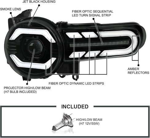 المواصفات المصابيح الأمامية للمواصفات ذات الإسقاط الأسود مع إشارات الدوران المتسلسل والرسوم المتحركة بدء التشغيل متوافقة مع 2007-2014 Toyota FJ Cruiser ، مجموعة الأيسر + زوج الأيمن. in Kuwait