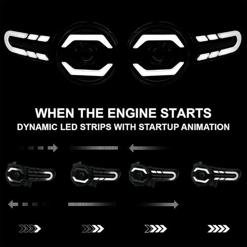 المواصفات المصابيح الأمامية للمواصفات ذات الإسقاط الأسود مع إشارات الدوران المتسلسل والرسوم المتحركة بدء التشغيل متوافقة مع 2007-2014 Toyota FJ Cruiser ، مجموعة الأيسر + زوج الأيمن. in Kuwait