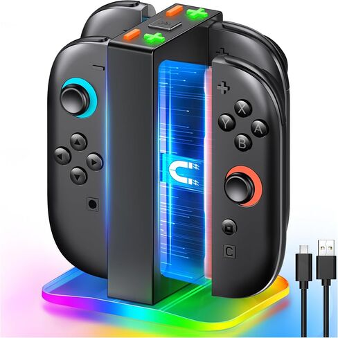 ترقية Switch 2 شحن Dock لعام 2025 Nintendo Switch 2 JoyCons ، Joycon 2 Charger | محطة شاحن وحدة تحكم 4 في 1 في 1 في 1 في Nintendo 2 Joy-Con شاحن منظمة in Kuwait