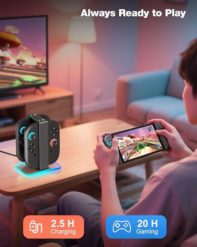 ترقية Switch 2 شحن Dock لعام 2025 Nintendo Switch 2 JoyCons ، Joycon 2 Charger | محطة شاحن وحدة تحكم 4 في 1 في 1 في 1 في Nintendo 2 Joy-Con شاحن منظمة in Kuwait