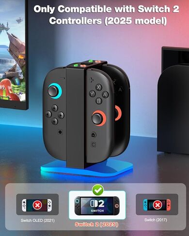 ترقية Switch 2 شحن Dock لعام 2025 Nintendo Switch 2 JoyCons ، Joycon 2 Charger | محطة شاحن وحدة تحكم 4 في 1 في 1 في 1 في Nintendo 2 Joy-Con شاحن منظمة in Kuwait