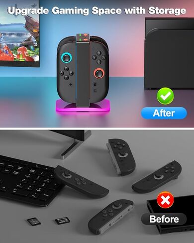 ترقية Switch 2 شحن Dock لعام 2025 Nintendo Switch 2 JoyCons ، Joycon 2 Charger | محطة شاحن وحدة تحكم 4 في 1 في 1 في 1 في Nintendo 2 Joy-Con شاحن منظمة in Kuwait