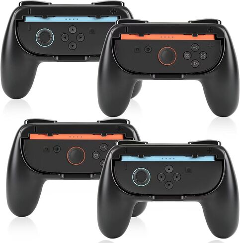 يمسح HOIDWOOD HAND GRIPs مع Switch2 Console Grip - 2 Pack ، مقبض وحدة التحكم في اليد المريح يناسب Switch2 Joy -Con Controller (أسود+أسود) in Kuwait
