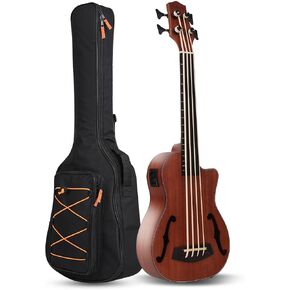 الضرب أوباس الكهربائية القيثارة باس، 30 بوصة الباريتون باس القيثارة فريتيد، الكهربائية الصوتية باس Uku مع حقيبة الحفلة (رأس الآلة العادية، فريتيد أوباس) in Kuwait