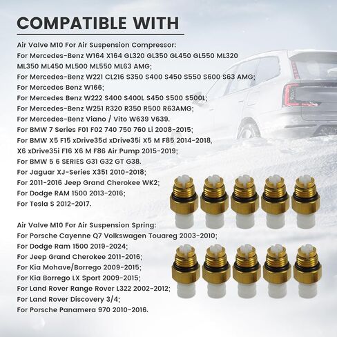 10pcs Air Sepension Kit Kit Air Valve M8 Air Connector Brass Brass Fortings متوافقة مع Mercedes Benz W251 W164 W212 W211 W220 W221 1643200625 2123200358 in Kuwait
