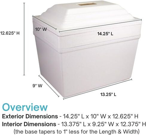 Fortress Urn Vault Double in Gold, Urn Vault for Two, Companion Urn Vault for Ground Burial, Holds Two Adult Cremation Urns for Human Ashes, Durable Cremation Urn Vault for Cemetery Burial in Kuwait