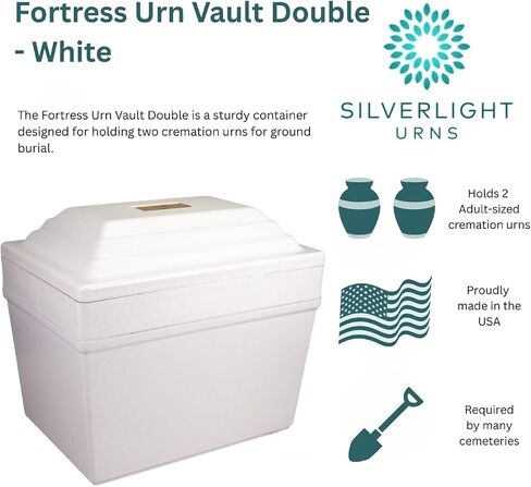 Fortress Urn Vault Double in Gold, Urn Vault for Two, Companion Urn Vault for Ground Burial, Holds Two Adult Cremation Urns for Human Ashes, Durable Cremation Urn Vault for Cemetery Burial in Kuwait