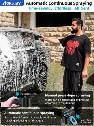 Aokway Cordless Electric Foam Prayer Wash Kit - مدفع رغوة محمولة للتفاصيل لتنظيف السيارات ، مكبرات الرغوة الثلجية ، إكسسوارات السيارات للرجال in Kuwait