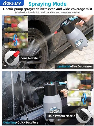 Aokway Cordless Electric Foam Prayer Wash Kit - مدفع رغوة محمولة للتفاصيل لتنظيف السيارات ، مكبرات الرغوة الثلجية ، إكسسوارات السيارات للرجال in Kuwait