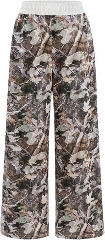 Soly Hux Girl's Y2K Camo Spectpants مرنة الخصر على عريض الساق الساق مع جيوب الشارع in Saudi Arabia