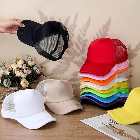 Hercicy 40 Pack Kids Trucker Hat Bulk, Sublimation Blank Baseball Caps for Boys Girls Plain Mesh Adjustable DIY Hats(Colorful) in Saudi Arabia