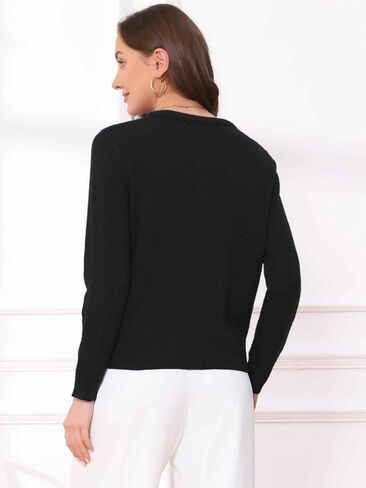 Allegra K Open Front Sweater for Women's Collarless Button Down Business Casual Chunky Knit Cardigans in Saudi Arabia