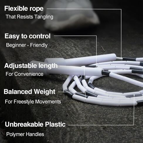 Beaded Jump Rope for Beginners and Adults, Adjustable Tangle-Free Segmented Fitness Rope with 10 Spare Beads & Bag for Workout, Cardio in Saudi Arabia