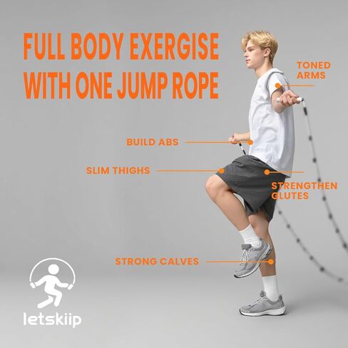 Beaded Jump Rope for Beginners and Adults, Adjustable Tangle-Free Segmented Fitness Rope with 10 Spare Beads & Bag for Workout, Cardio in Saudi Arabia