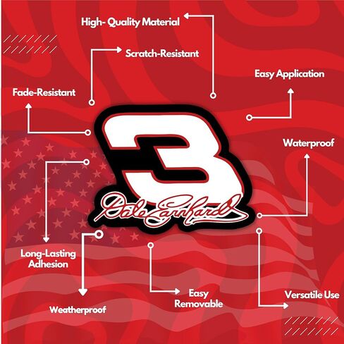 Dale Earnhardt Number 3 Racing Sticker, 5 Inches, Waterproof Decal for Home, Windows, Waterbottle, Trucks, Cars, Laptop in Saudi Arabia