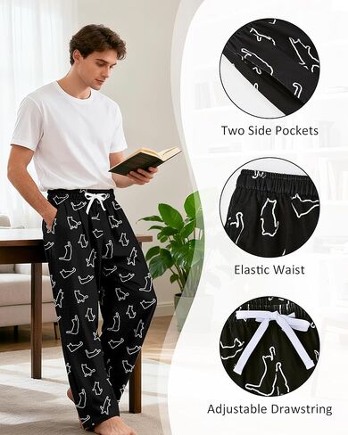 رجال عيد الميلاد عيد الميلاد سروال بيجاما لينة رجال PJ مع جيوب الرباط صالة النوم بانت للرجال (M-XL) in Kuwait