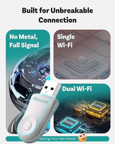 Ottocast Mini 2025 2-in-1 Carplay Carplay/Android Auto Adapter ، 5Ghz WiFi ، Auto Connect for 2016+ Cars in Kuwait