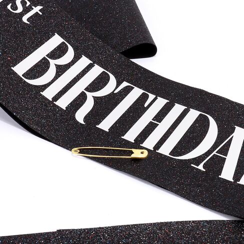 عيد ميلاد الحادي والعشرين Baddie Sash - Gold Glitter Sash with Black Foil Birthday Baddie Sash for Women and Men Funder Party Decorations Excalsions Baddie Association in Kuwait