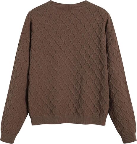 ZAFUL Women's Cable Knit Sweaters Trendy Fall Crewneck Long Sleeve Casual Loose Jumper Pullover Oversized Sweater Tops 2025 in Saudi Arabia