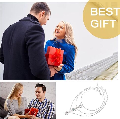 Women's Vintage Western Layered Necklaces Evil Eye Bull Head Crescent Moon Layered Necklace Boho Cowboy Cowgirl Geometric Pendant Chain Necklace Fashion Pendant Necklace Jewelry for Women in Kuwait