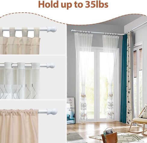 Corner Window Curtain Rod, 27-68 inch Adjustable Curtain Rods for Windows, Heavy Duty Metal Bay Window Curtain Rods, 1 Inch Black Curtain Rods for L-shaped Corner Windows, Bedroom, Living Room in Kuwait