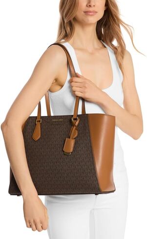 Michael Kors Taryn Large Multi-Functional Top-Zip Tote Bag, Gold-Tone Hardware/Birch in Saudi Arabia