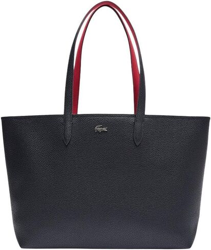 Lacoste Women's Anna Zipped Tote, Abimes Black/Petunia Red, One Size in Saudi Arabia