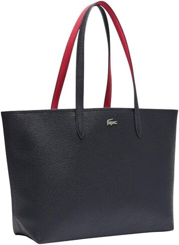 Lacoste Women's Anna Zipped Tote, Abimes Black/Petunia Red, One Size in Saudi Arabia
