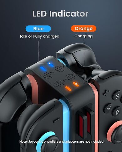 TRANSNOVO Charging Dock for Nintendo Switch 2 JoyCon, 4-Slot Dual-Side Magnetic Fast Charger, 9 RGB Modes, Circuit Protection, Heat Dissipation, Switch 2 Accessories for Multiplayer Gaming in Kuwait