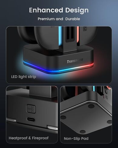 TRANSNOVO Charging Dock for Nintendo Switch 2 JoyCon, 4-Slot Dual-Side Magnetic Fast Charger, 9 RGB Modes, Circuit Protection, Heat Dissipation, Switch 2 Accessories for Multiplayer Gaming in Kuwait