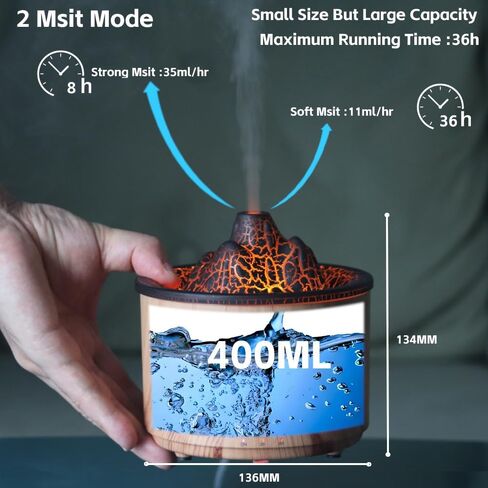 Fire Flame Essential Diffuser, Aromatherapy Oil Diffuser, Fireplace Humidifier, 200ml Cool Mist Ultrasonic Fragrance Aroma Humidifier for Home, Bedroom, Auto-Off, Premium 2 Colors Changing Light. in Saudi Arabia