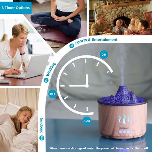 Fire Flame Essential Diffuser, Aromatherapy Oil Diffuser, Fireplace Humidifier, 200ml Cool Mist Ultrasonic Fragrance Aroma Humidifier for Home, Bedroom, Auto-Off, Premium 2 Colors Changing Light. in Saudi Arabia
